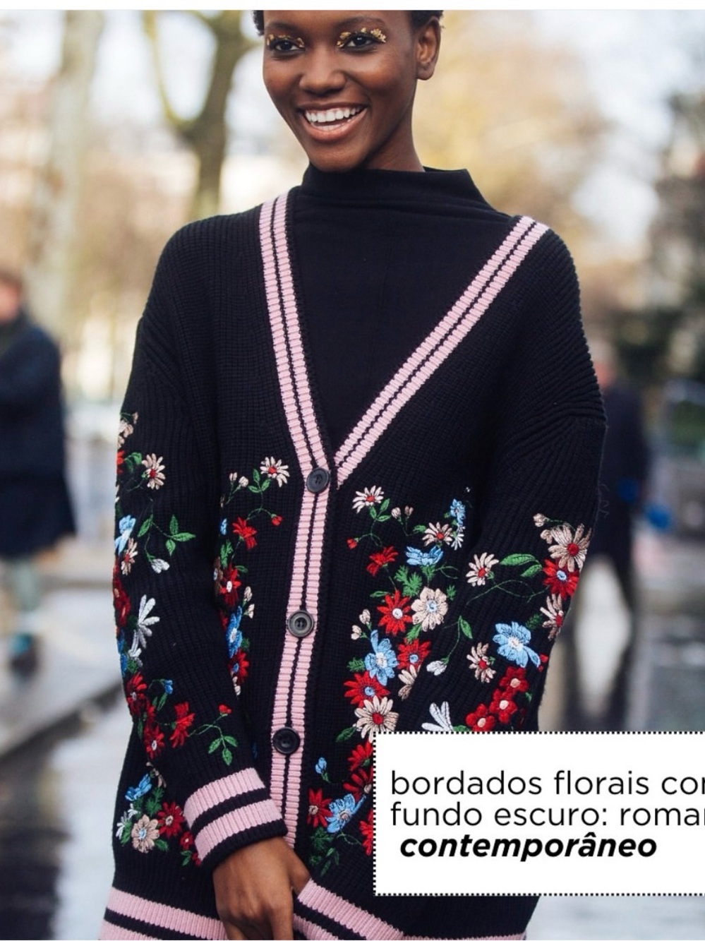 Maje Paris Black Floral-Embroidered Knit Cardigan